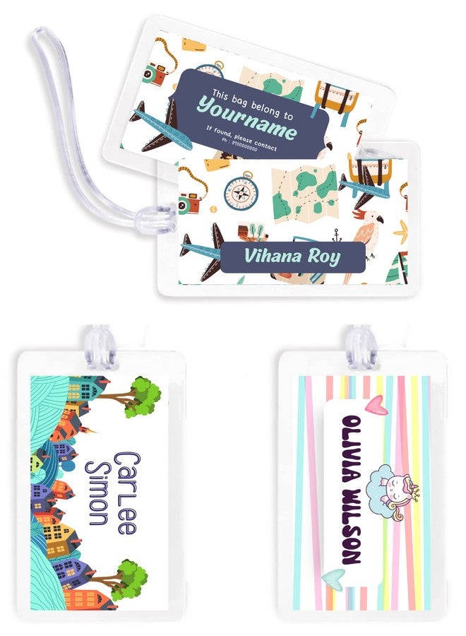 Yellow Nuts بطاقات تعريف الأمتعة الشخصية من يلو ناتس، حقائب مدرسية، ملصقات أسماء، حقائب سفر، بطاقات هوية سفر للأطفال (بنات وأولاد) - Image 1